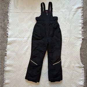Swiss Tech Black Kids Snow Bib Overalls with Reflective Accents | Size L 10/12